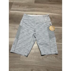 Cali Active Women's Light Grey Space Dye Athletic Shorts Stretch Breathable